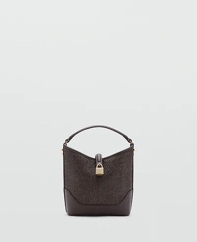 Mango Women's Small Raffia Bucket Bag