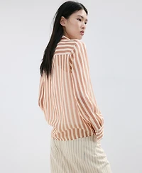 Mango Women's Semi-Transparent Striped Lyocell Shirt