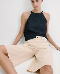 Mango Women's Halter-Neck Denim Top