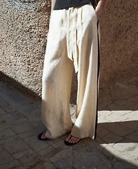 Mango Women's Contrast Stripe Linen Trousers