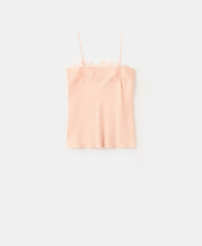 Mango Women's Lace Trim Top