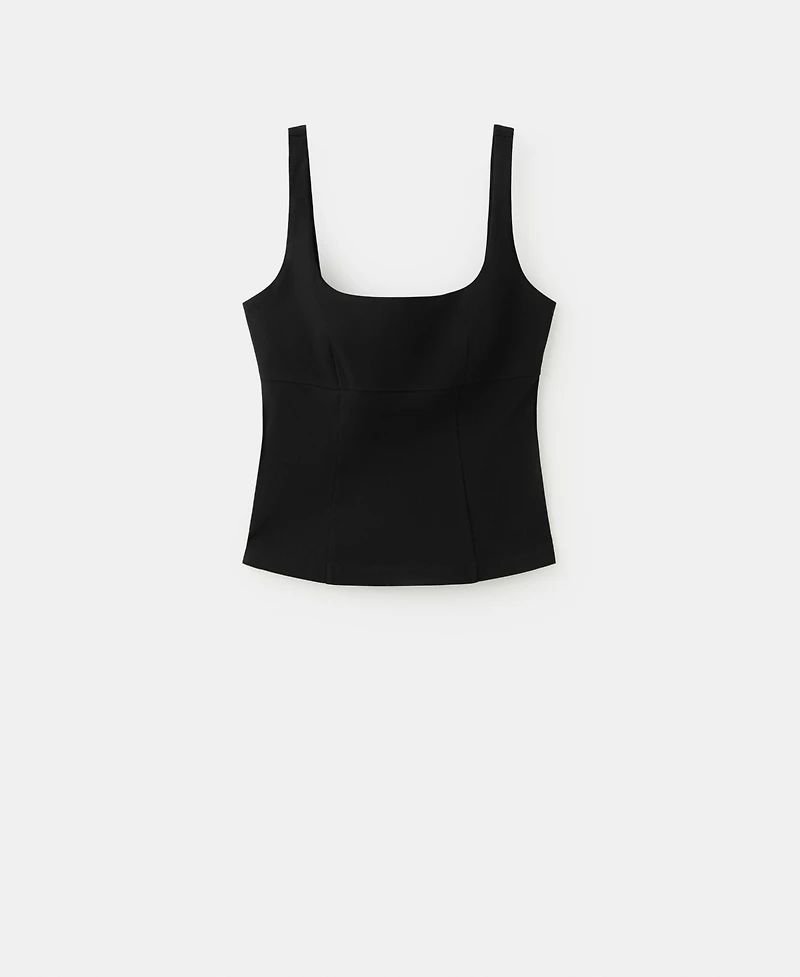 Mango Women's Fitted Square-Neck Top