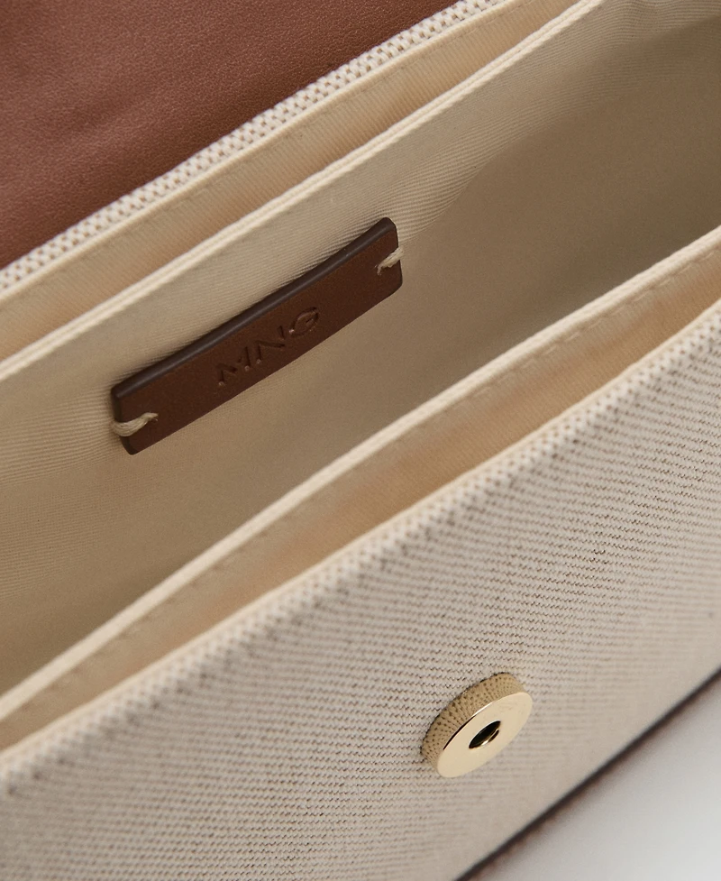 Mango Women's Contrasting Canvas Shoulder Bag