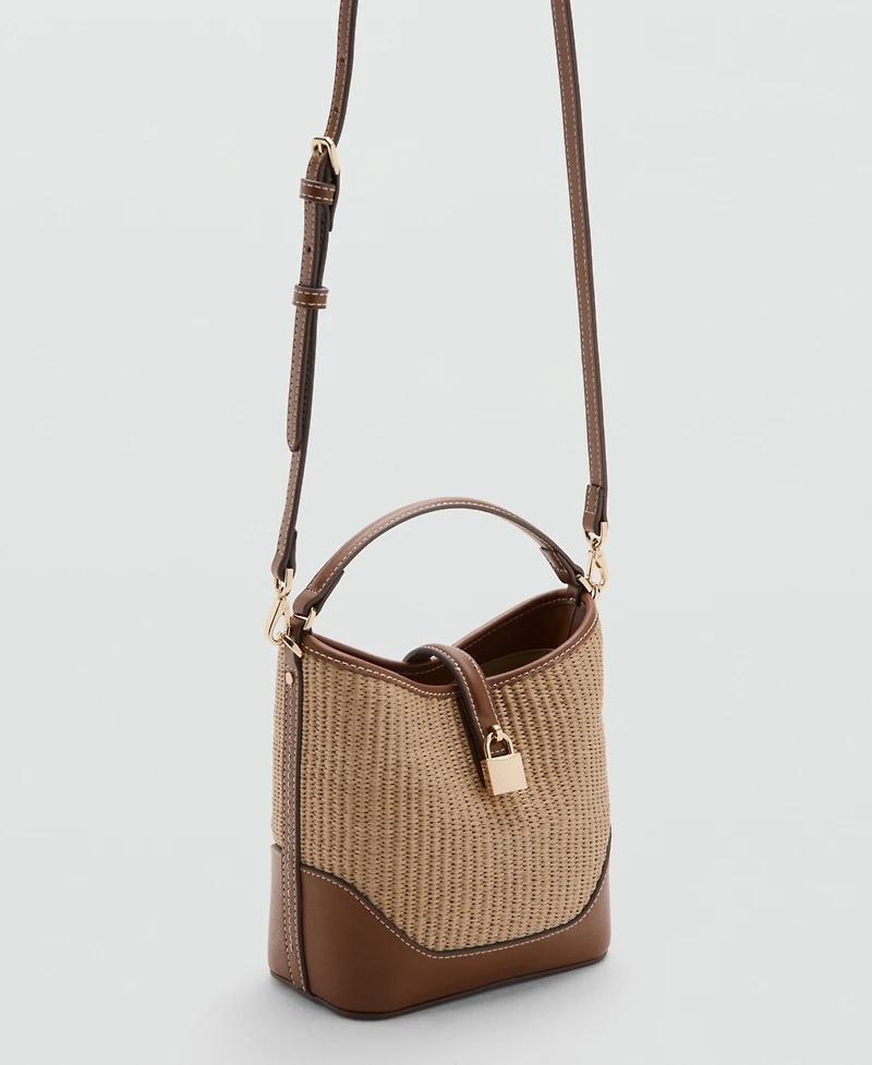 Mango Women's Contrasting Canvas Bucket Bag