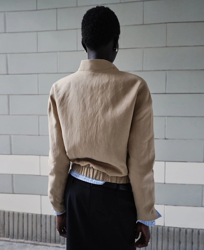 Mango Women's Band Collar Linen Jacket
