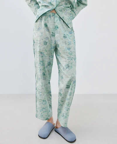 Mango Women's Piping Detail Printed Trousers