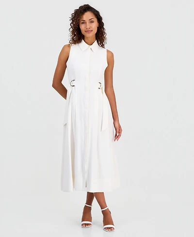 Anne Klein Women's Buckled-Waist Midi Dress
