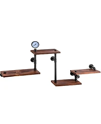 Sugift 4 Tier Industrial Pipe Shelving Rustic Floating Wall Mount Shelf