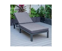 LeisureMod Chelsea Patio Chaise Lounge Chair Set of 2 in Black Aluminum 4-Position Adjustable Reclining Outdoor Sun Lounger for Pool Rust-Proof Frame