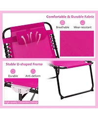 Gymax 2PCS Folding Chaise Lounge Chair w/Comfortable Headrest Easy Folding Design