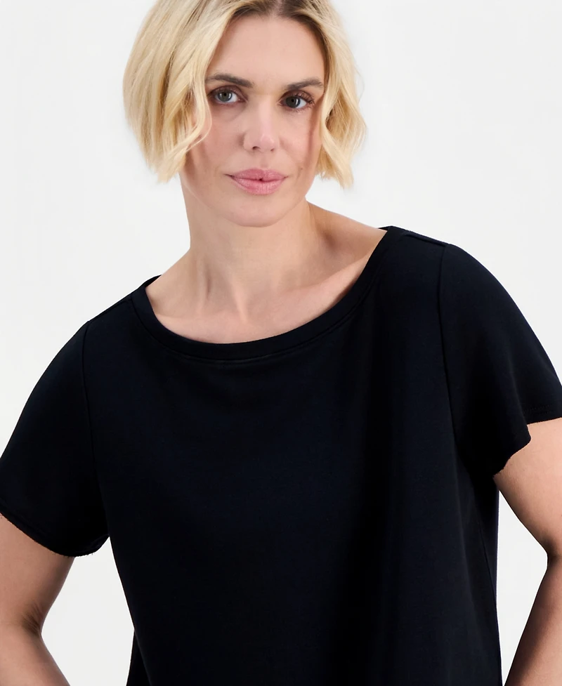 Style & Co Petite Short-Sleeve Boat Neck Top, Macy's Exclusive