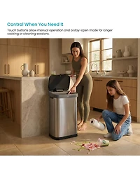Home Zone Living Gallon Sensor Kitchen Trash Can with Motion Sensor Lid and Touch Controls, Stainless Steel