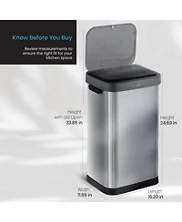 Home Zone Living Gallon Sensor Kitchen Trash Can with Motion Sensor Lid and Touch Controls, Stainless Steel