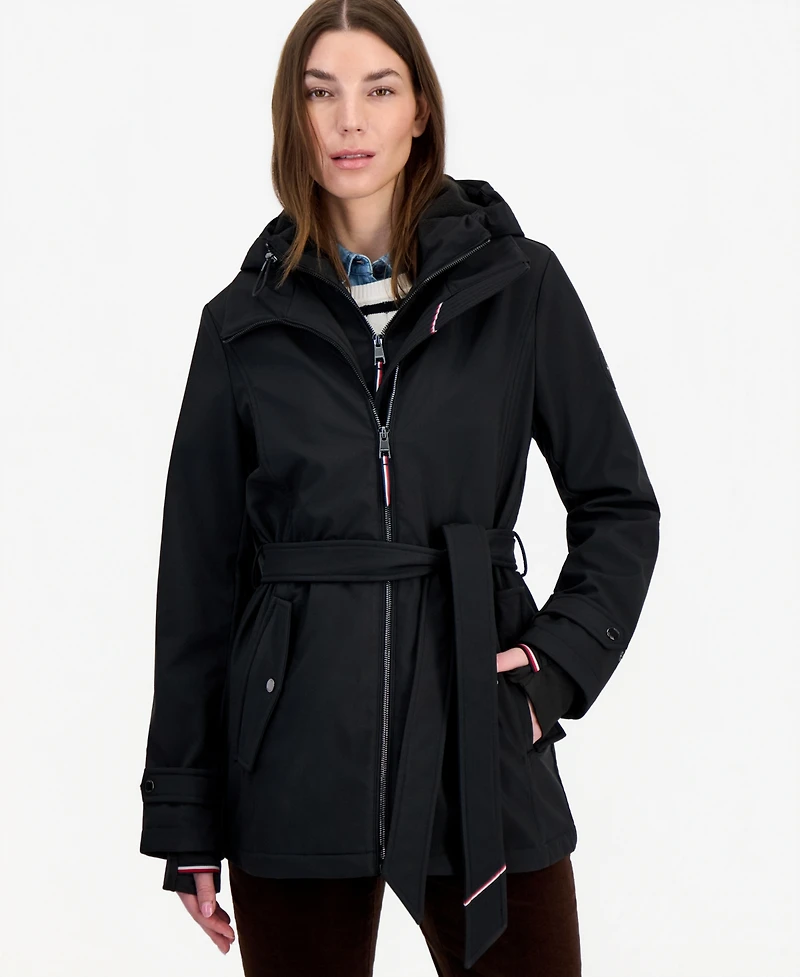 Tommy Hilfiger Women's Hooded Belted Softshell Coat, Created for Macy's