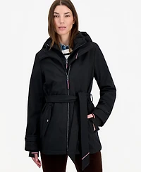 Tommy Hilfiger Women's Hooded Belted Softshell Coat, Created for Macy's