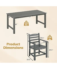 Gymax 7 Pcs Outdoor Dining Table Set for 6 People Rectangle and Armchairs
