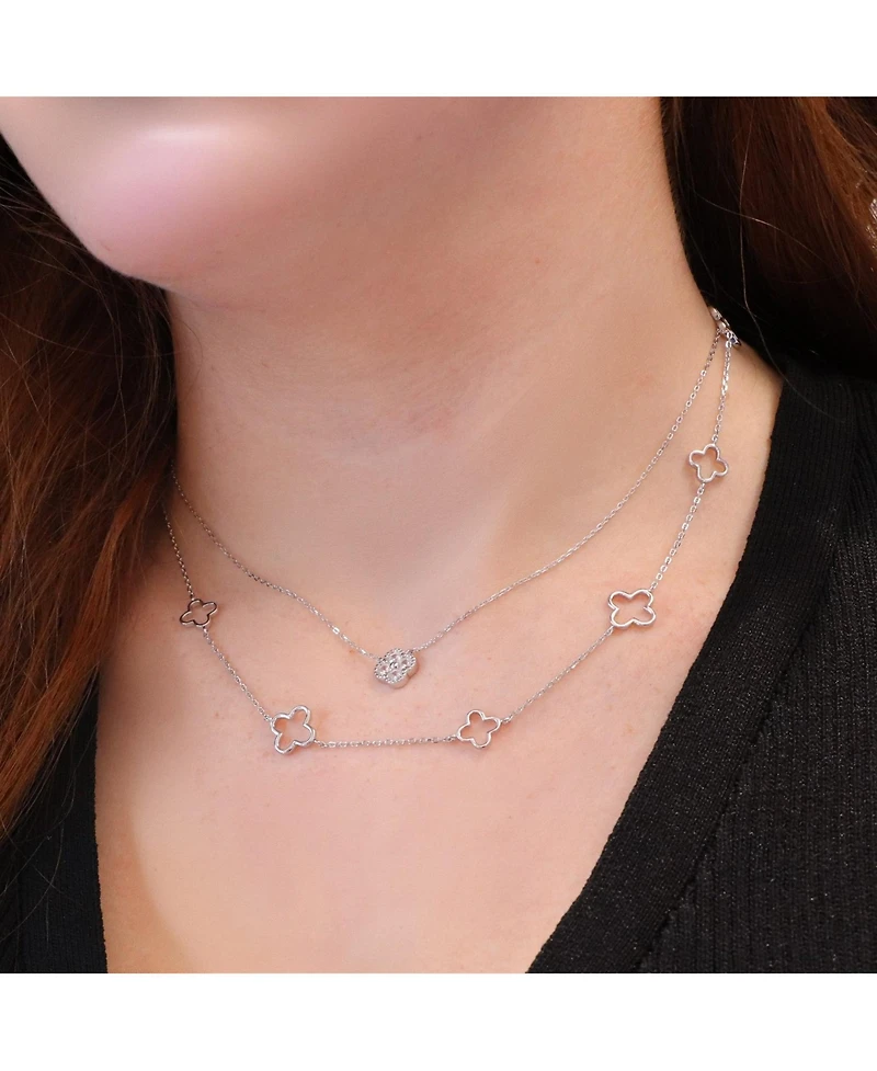 The Lovery Alternating Open Clover Necklace