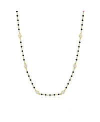 The Lovery Black Enamel Bead Cz Chain Necklace 14K Gold-Plated Sterling Silver