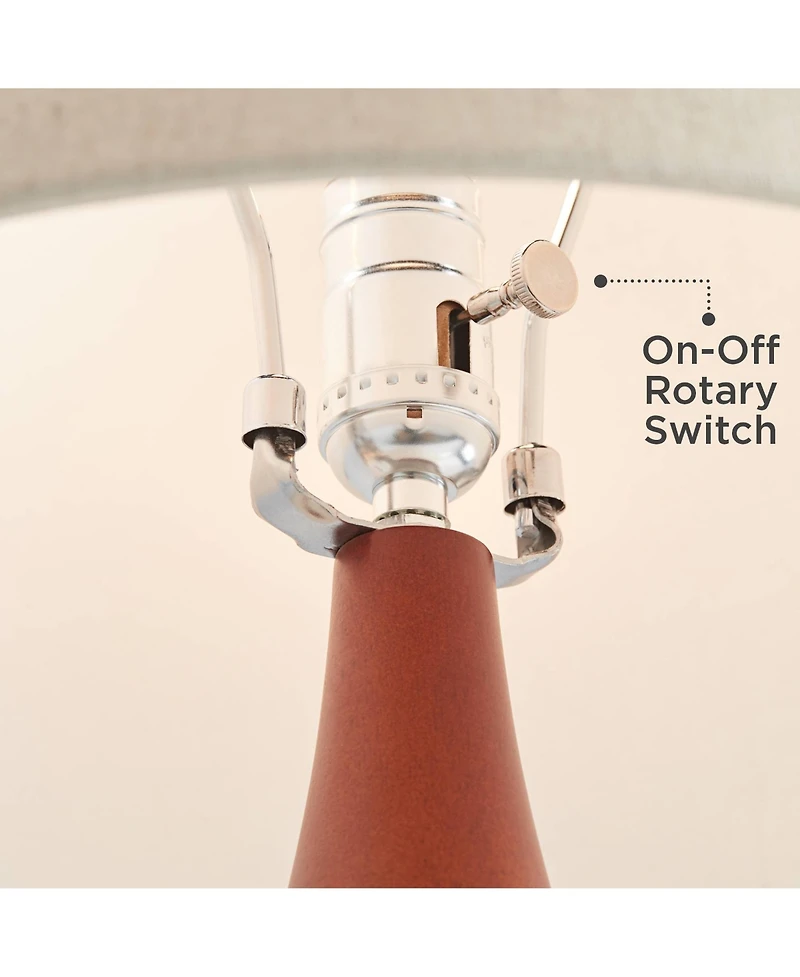 360 Lighting Modern Table Lamp with Usb Charging Port High Ivory Ceramic Drum Shade for Living Room Desk Bedroom House