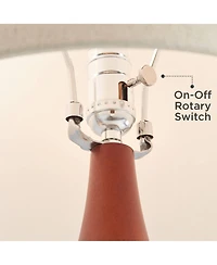 360 Lighting Modern Table Lamp with Usb Charging Port High Ivory Ceramic Drum Shade for Living Room Desk Bedroom House