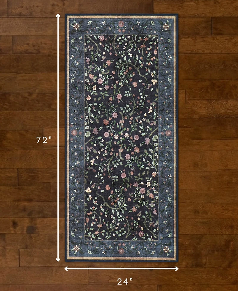 Hunter Eleanor Washable Non-Slip Printed Chenille Accent Rug