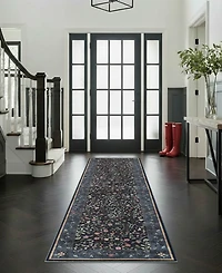 Hunter Eleanor Washable Non-Slip Printed Chenille Runner Rug