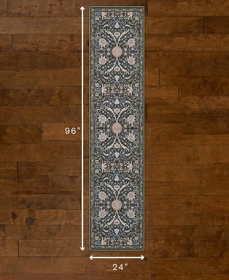 Hunter Abrabella Washable Non-Slip Printed Chenille Runner Rug