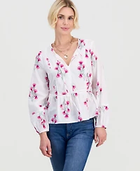 Style & Co Petite Cotton Floral-Embroidered Peplum Top, Macy's Exclusive