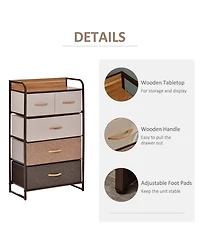 Homcom 5-Drawer Fabric Dresser Tower with Steel Frame for Hallway