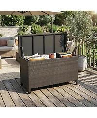 gaomon 185-Gallon Outdoor Deck Box with Wheels and Liner, Wicker