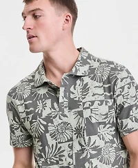 Sun + Stone Men's Cotton Palm-Print Polo Shirt, Macy's Exclusive