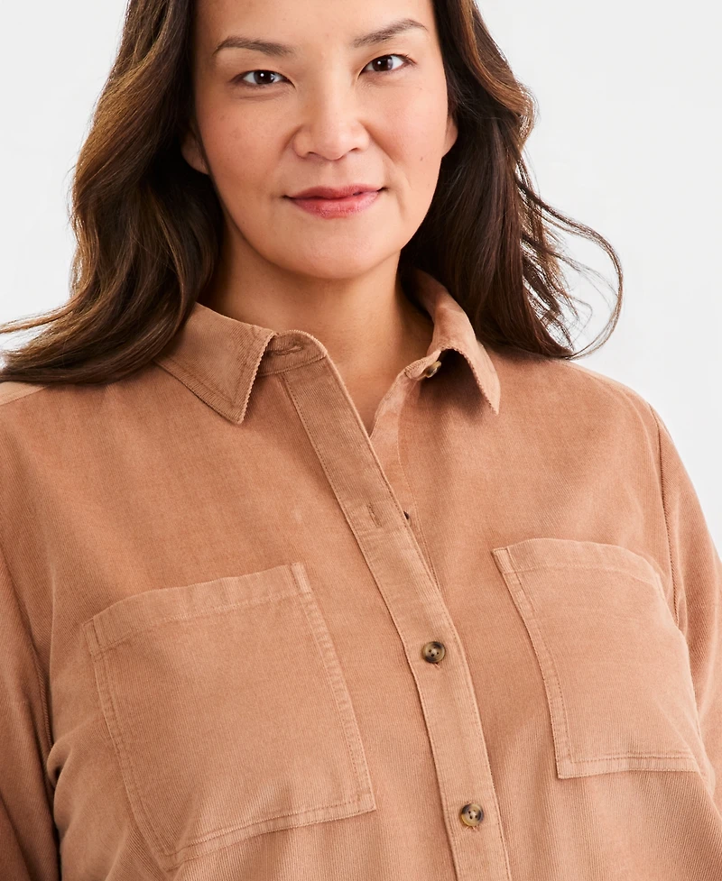 Style & Co Plus Long-Sleeve Corduroy Overshirt, Macy's Exclusive