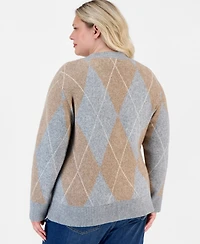Style & Co Plus Argyle Cardigan, Macy's Exclusive