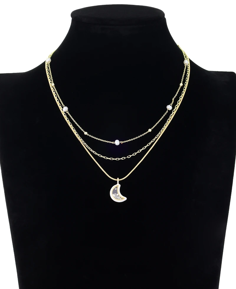 Unwritten Cubic Zirconia Moon Shaker Pendant Trio Necklace Set