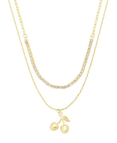 Unwritten Cubic Zirconia Cherry Pendant and Tennis Layer Necklace Set