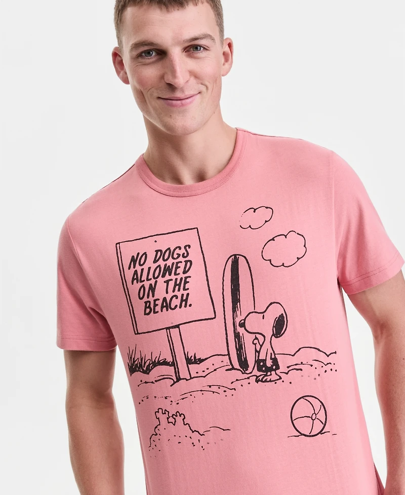 Sun + Stone Men's Cotton Beach Snoopy Graphic T-Shirt, Macy's Exclusive