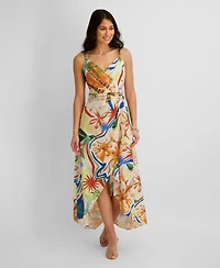 Siena Women's Printed V-Neck High-Low Dress