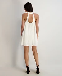Siena Women's Textured Burnout Halter Neck Mini Dress