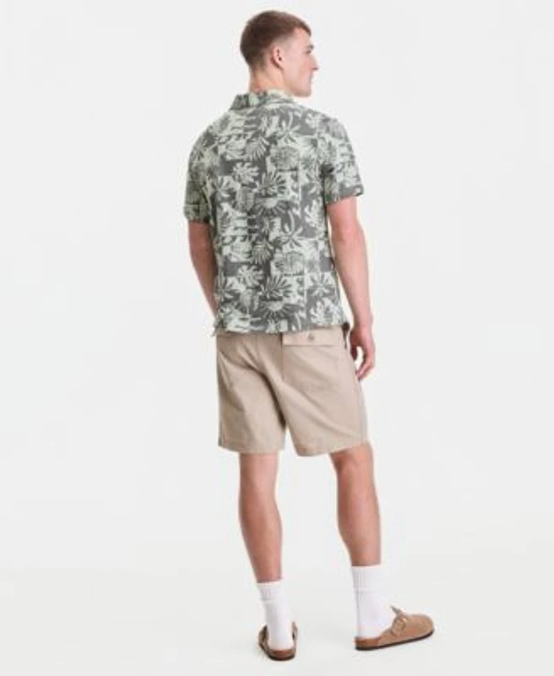 Sun Stone Mens Palm Print Polo Shirt Rustic Khaki Dan Linen Shorts Macys Exclusive