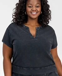And Now This Trendy Plus Cropped French Terry Top