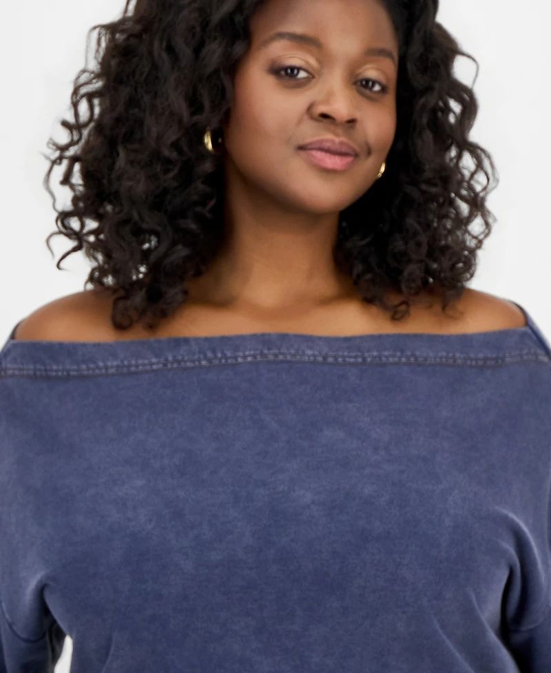 And Now This Trendy Plus French Terry Off-The-Shoulder Sweatshirt