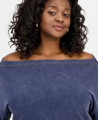 And Now This Trendy Plus French Terry Off-The-Shoulder Sweatshirt
