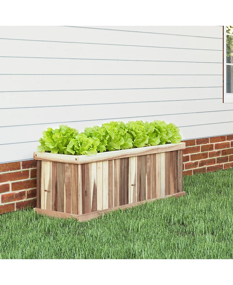 Sugift Acacia Wood Raised Garden Bed Rectangular Planter with Drainage