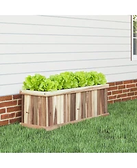 Sugift Acacia Wood Raised Garden Bed Rectangular Planter with Drainage