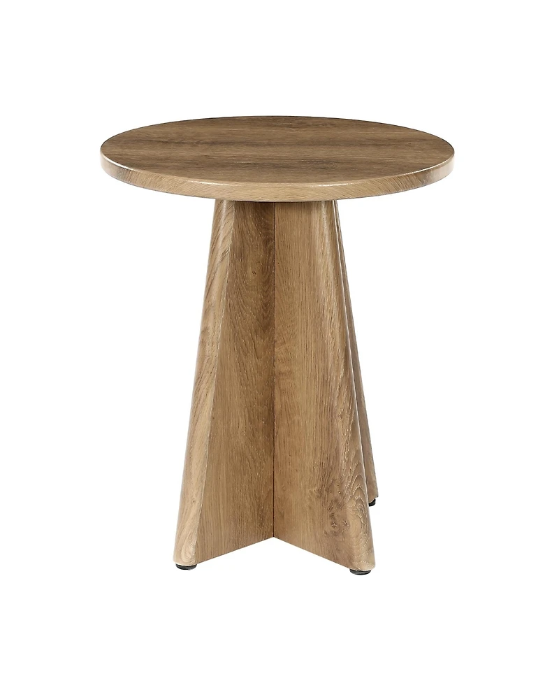 Tribesigns Round End Table, 19.7" Small Wooden Couch Side Table with Sculptural Base, Modern Farmhouse Bedside Nightstand Accent Table