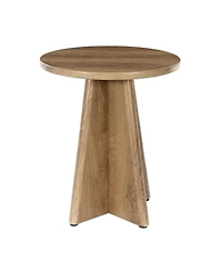 Tribesigns Round End Table, 19.7" Small Wooden Couch Side Table with Sculptural Base, Modern Farmhouse Bedside Nightstand Accent Table