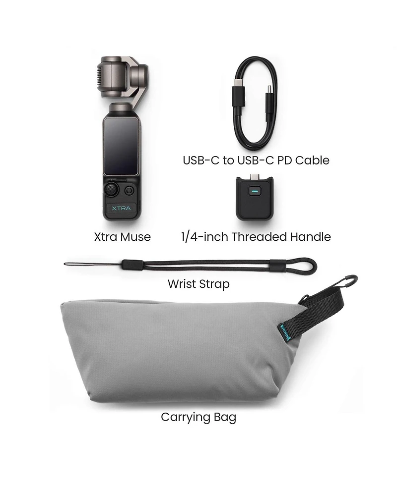 Xtra Edge Muse 4K Action Camera Bundle, Aries 4000mAh P-Bank, Carrying Case, 64GB Sd Card