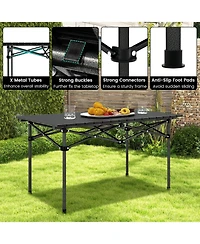 Slickblue Aluminum Camping Table for 4-6 People with Carry Bag-Black