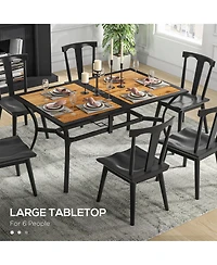Outsunny Outdoor Dining Table with Umbrella Hole, Patio Dining Table, Brown