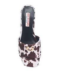 True Religion Womens Single Strap Logo Block Heel